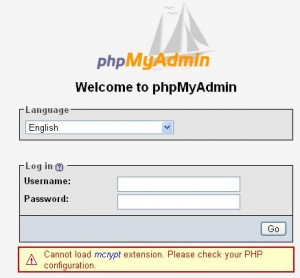 phpMyAdmin Cannot load mcrypt extension.