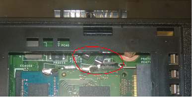 D5110 Battery Connector Clip Off Position