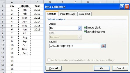 003 - Select List in Data Validation